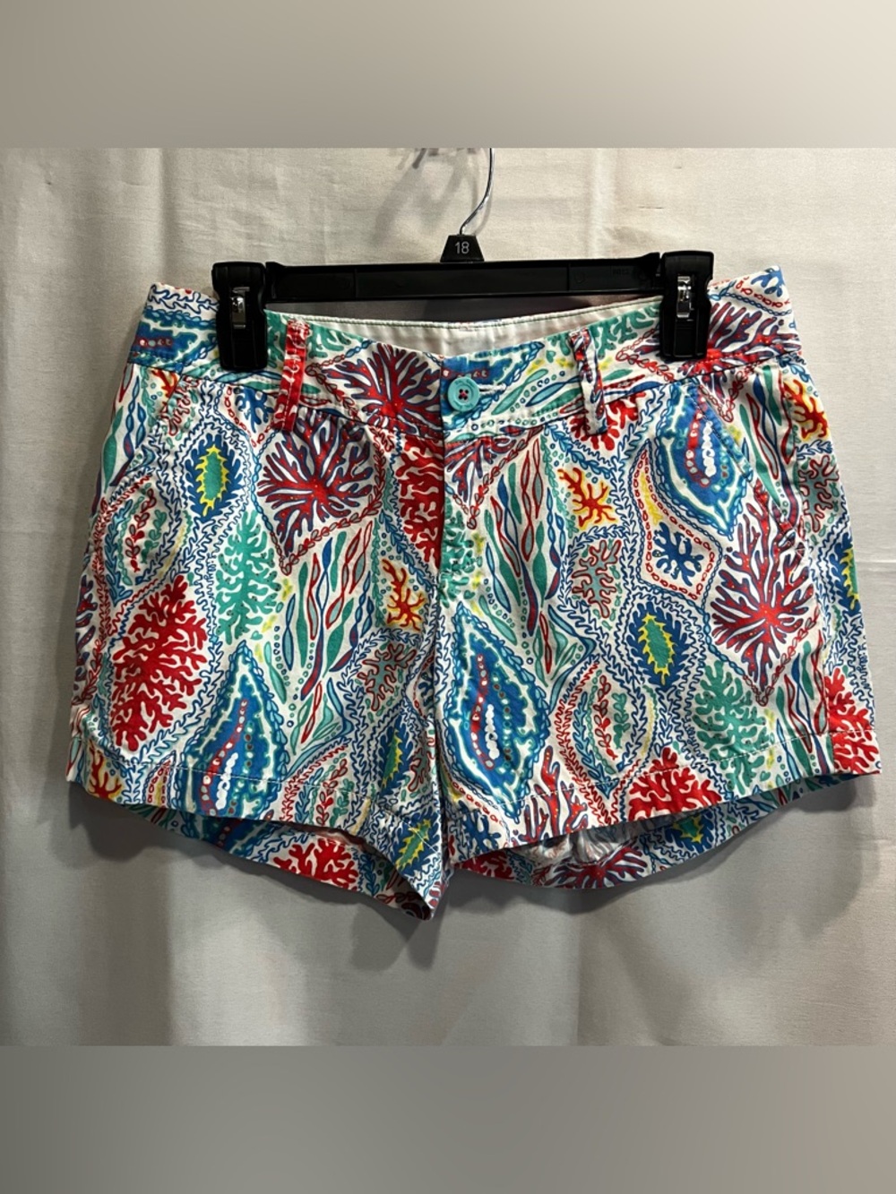 Lilly Pulitzer The Callahan Shorts Cotton Multicolor Coral Reef Print Size 6